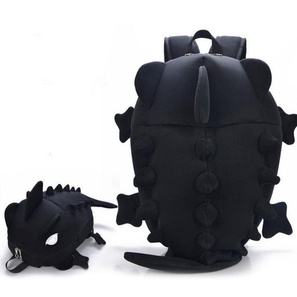🌺 DRAGON BACKPACK BAG MID BLACK DINO DINOSAUR RAVE FUN TEEN TREND FESTIVAL - Picture 11 of 11